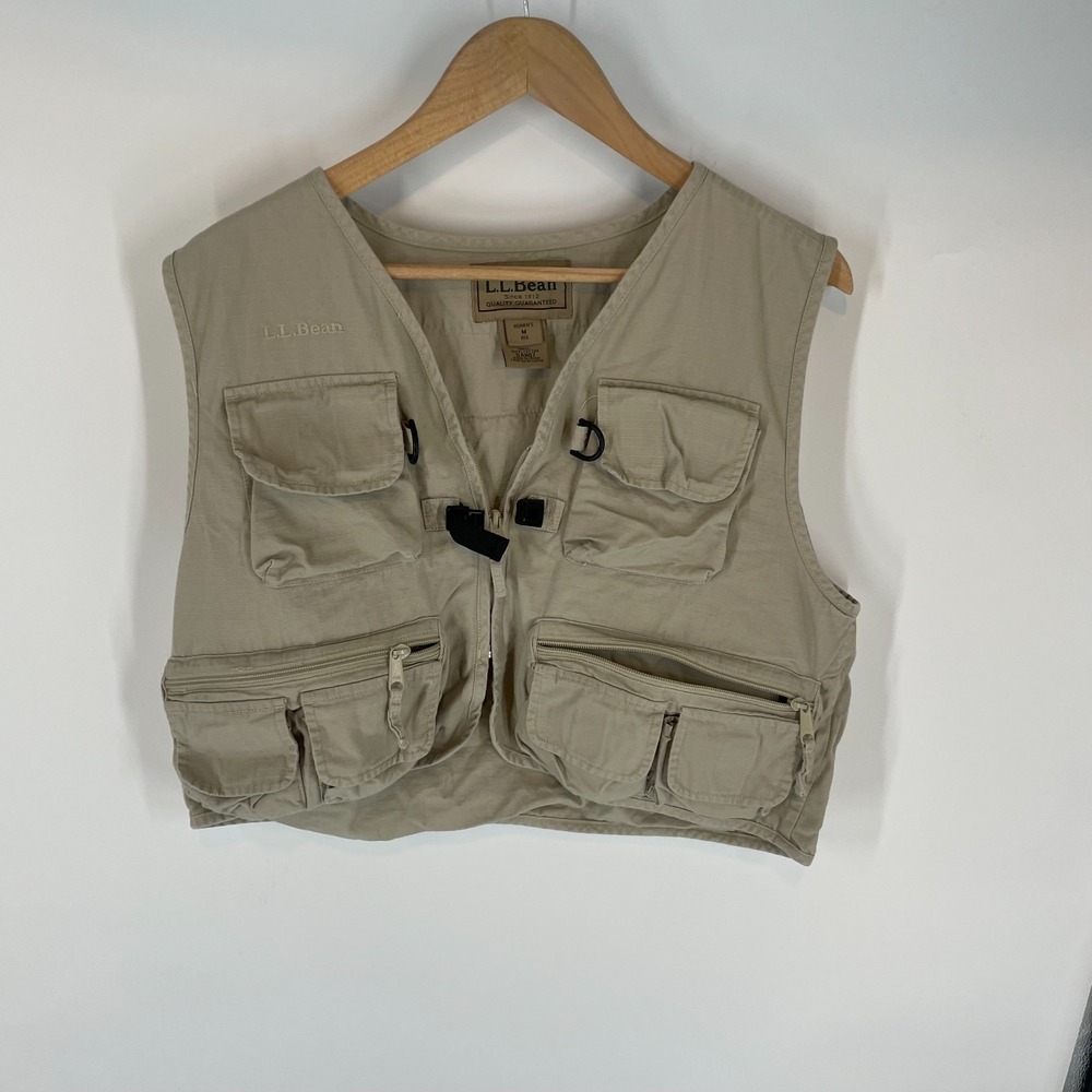 Vintage L.L. Bean Multi Pocket Utility Gorpcore Cotton Fly Fishing Vest Beige M